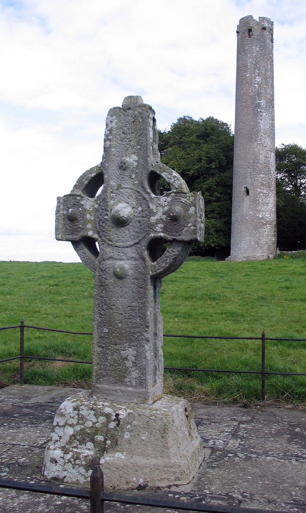 Cross and round tower, County Kilkenny.