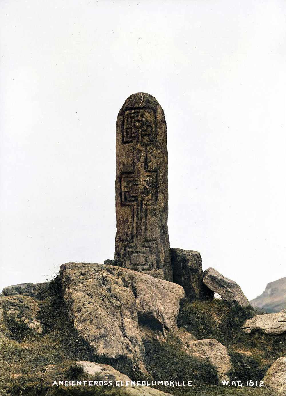 The early Christian pillar stone which marks the final station at Glencolumbkille in County Donegal.
