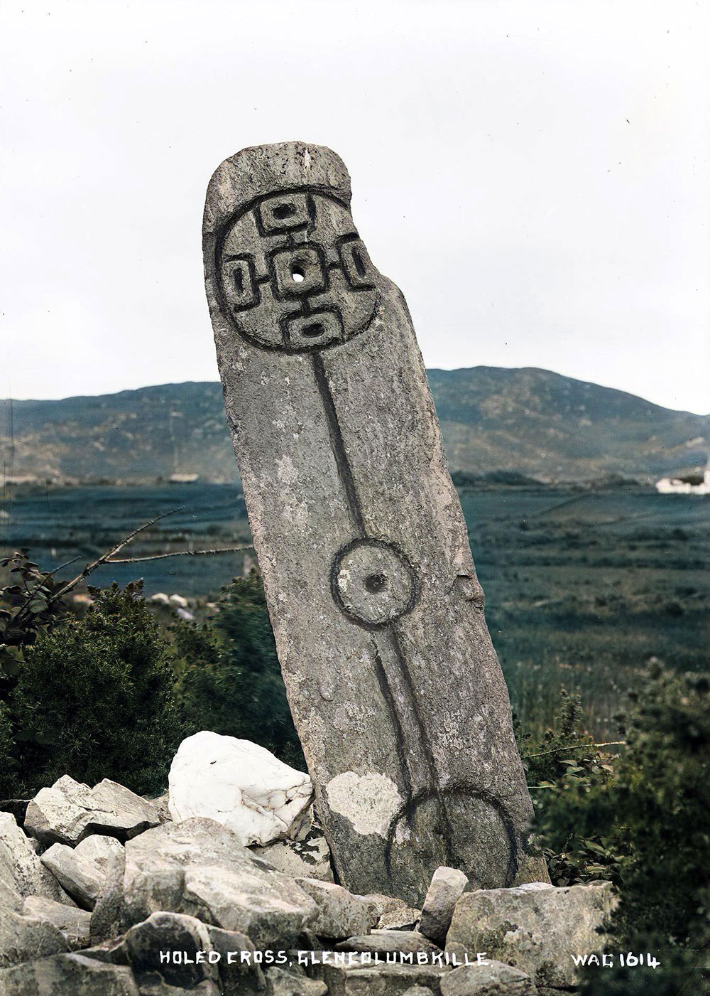 The holed-stone cross-pillar at Farrenmacbride in Glencolumbkille.