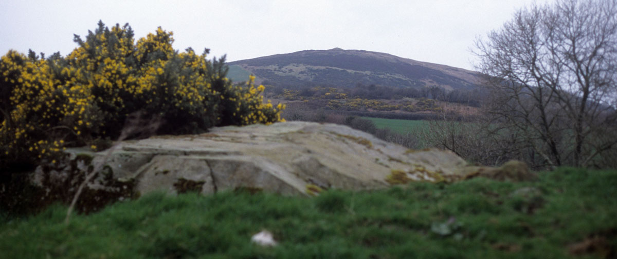 The view across from Carnowen to the cairn on the summit of Croghaun Hill.