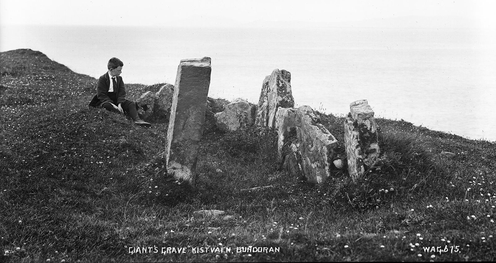 The ruined megalithic chamber at Magheracar by W. A. Green.