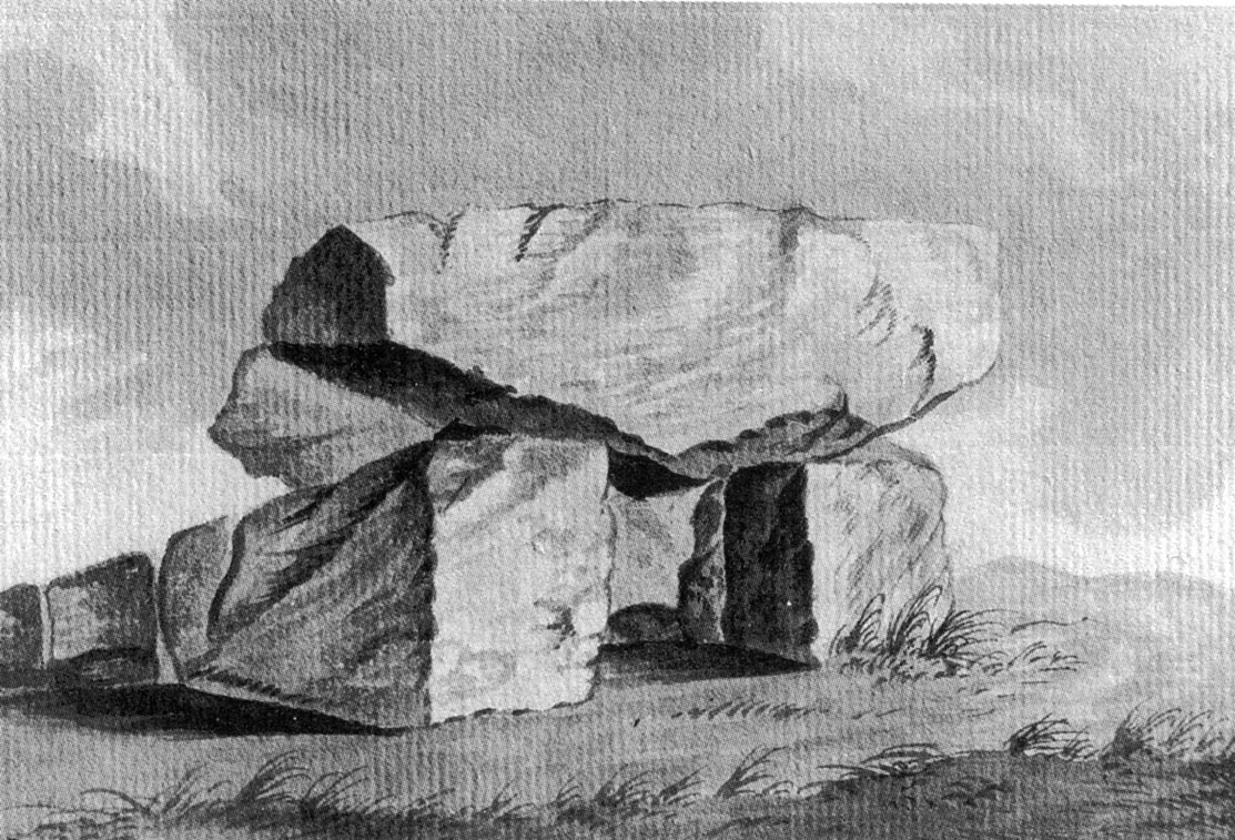 An antiquarian image of the Kilclooney court cairn.