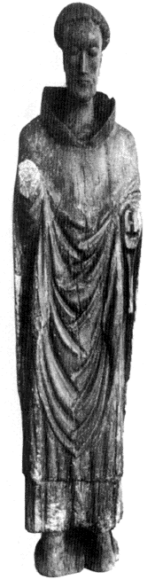 Wooden statue of St. Molaise.