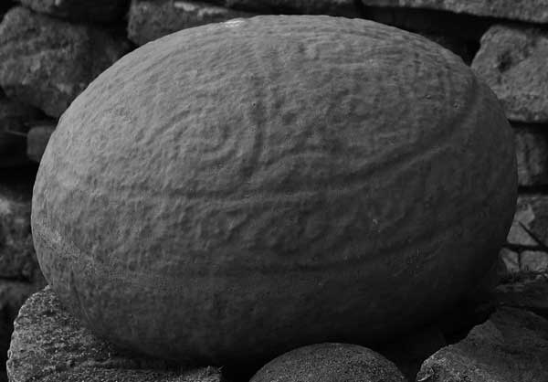 A replica of one of the largest and most ornate of the Cursing Stones.