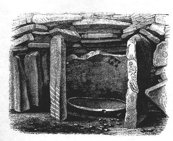 Conwell's engraving of the elabourate right hand recess in Cairn L