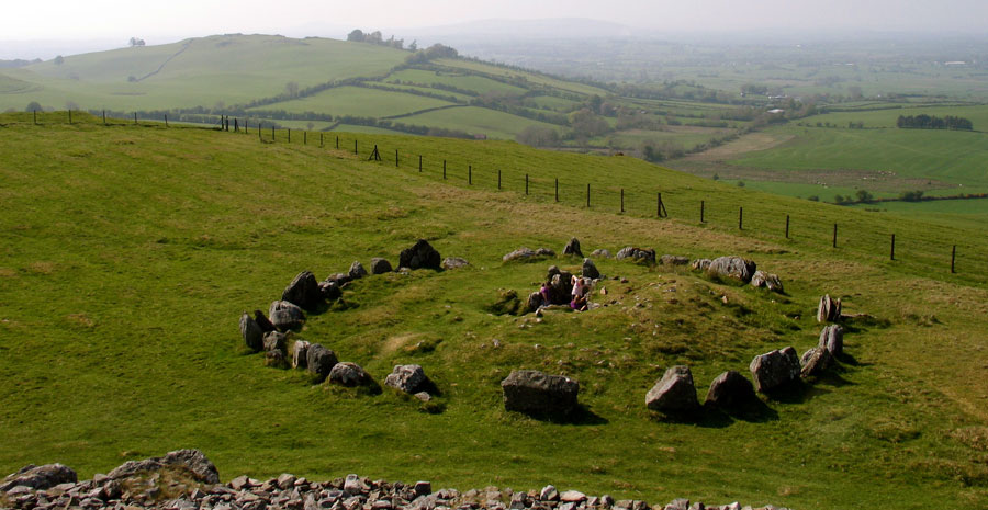 View to Loughcrew from the Ballinvalley stone circle