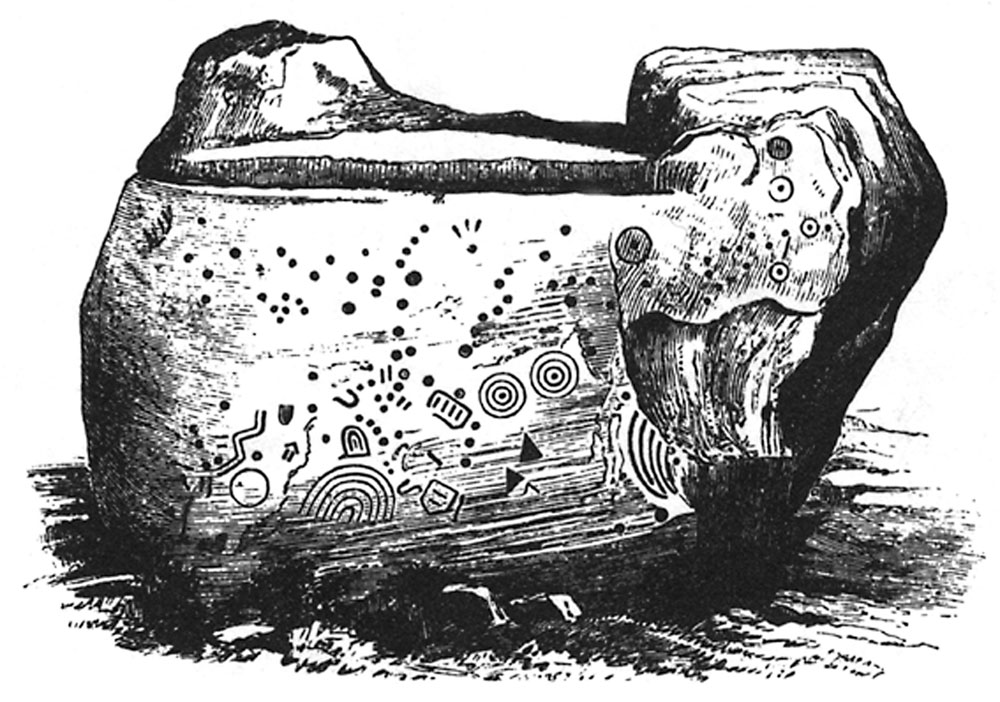 The neolithic artwork on the Hag's Chair.