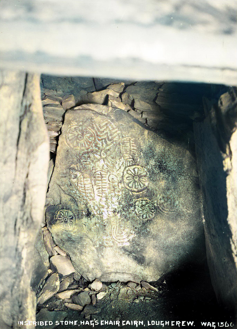 The Keystone Stone within the chamber of Cairn T at Loughcrew. Photograph by William A. Green.