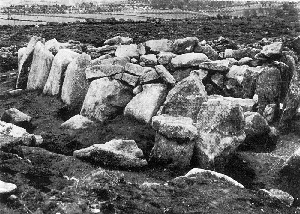 The Ballyedmonduff wedge tomb in County Dublin photographed during excavations.