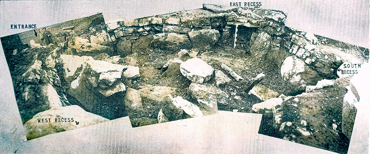 The chamber at Fourknocks during the excavation in 1950.