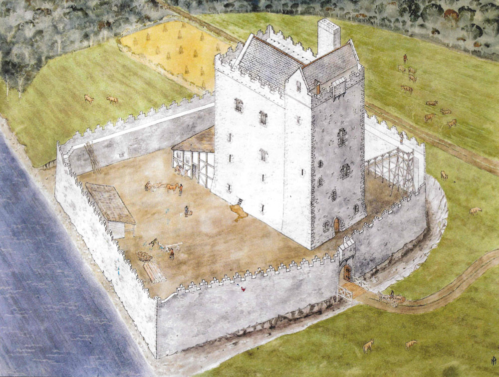 Newtown castle illustrated by P. Manning.