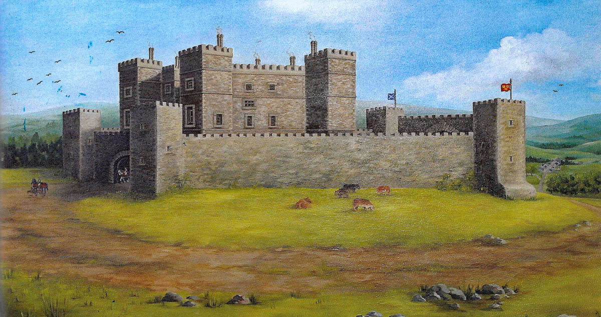 A reconstruction of Manorhamilton castle by Marie McDonald.