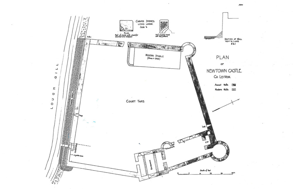 An undated plan of Newtown castle from the OPW archives.