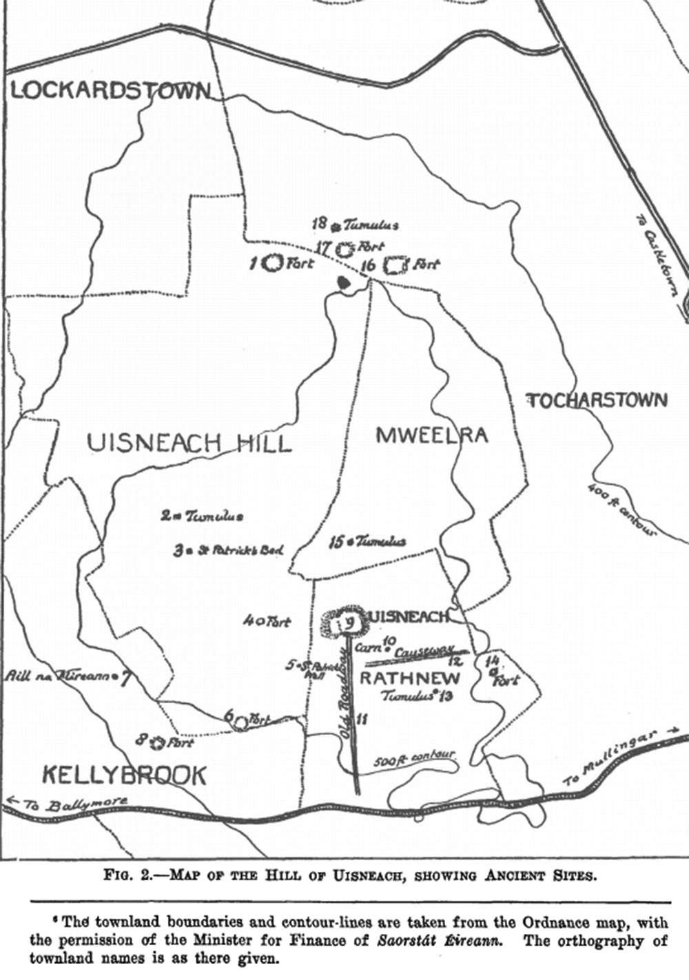 Map of the monuments by Macalister in 1926.