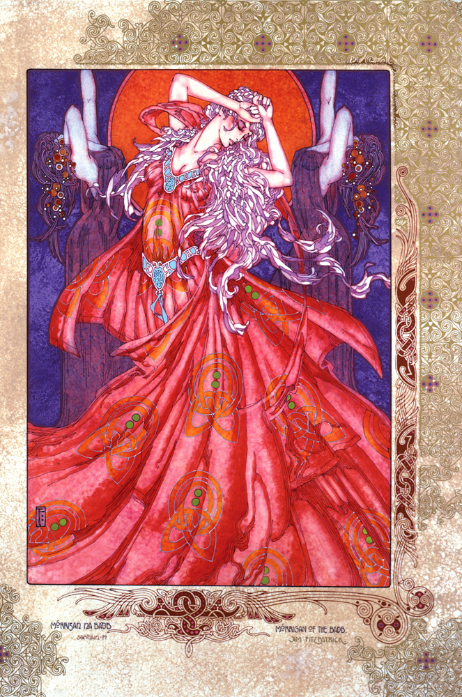 The Morrigan in her triple aspect. Illustration © Jim Fitzpatrick.