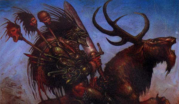 An 
        incredible image of Balor on his way to Moytura by Simon Bisley