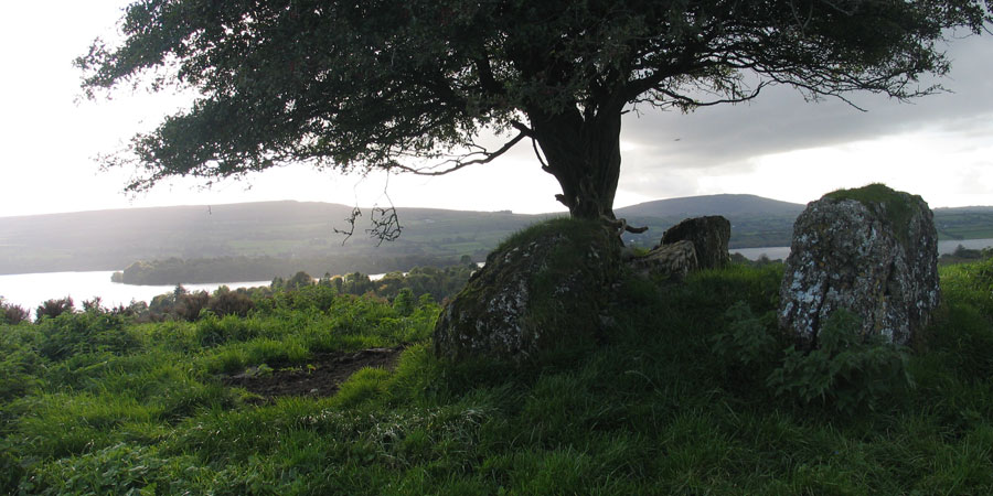 A ruined monument on Moytura overlooking Lough Arrow and Carrowkeel.