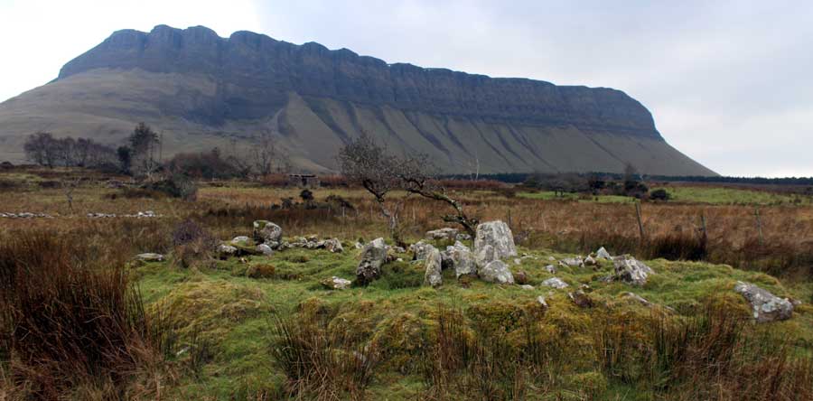 Ardnaglass megalithic monument and Benbulben.