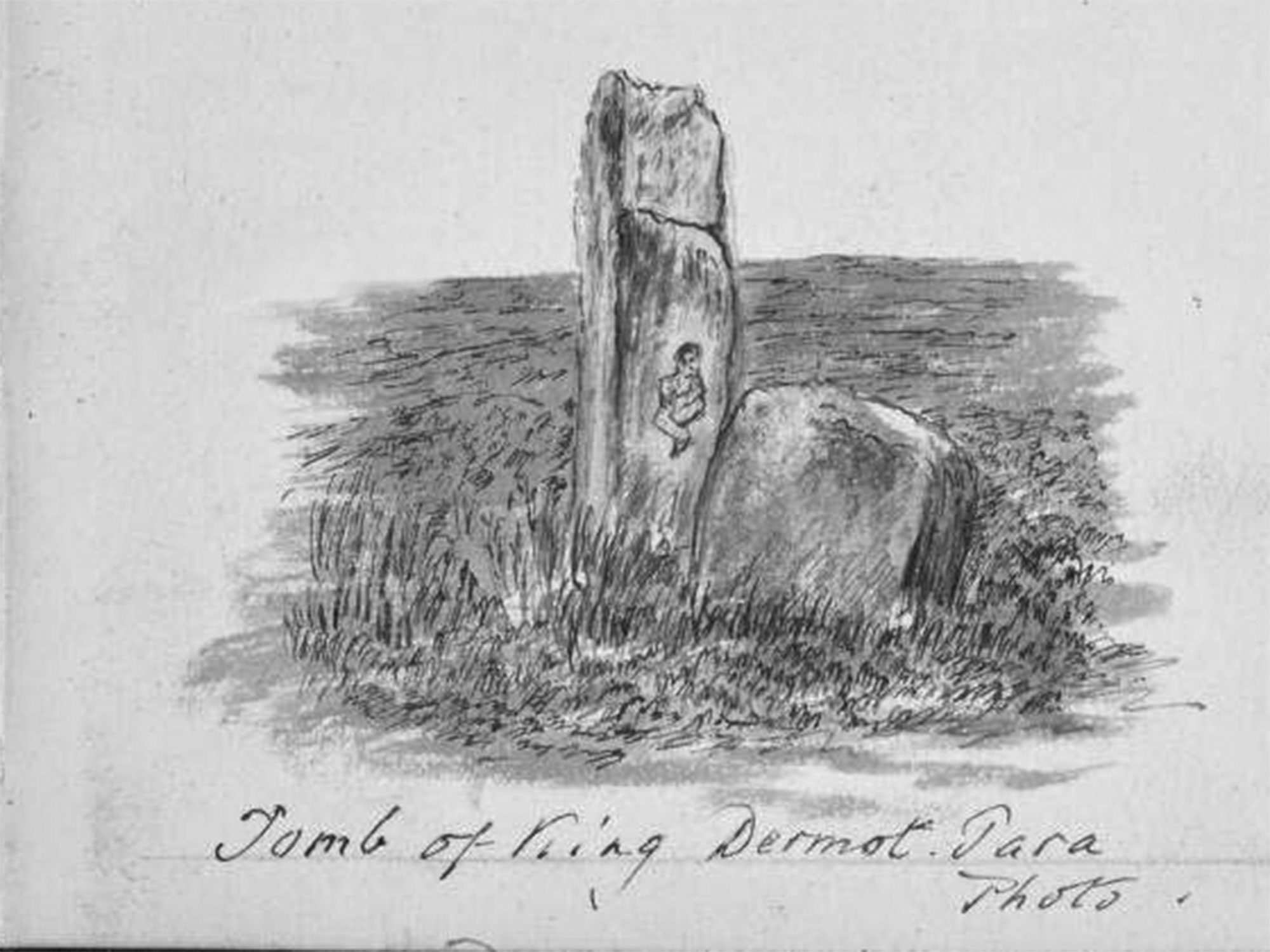 Drawing labelled King Dermot's tomb at Tara.
