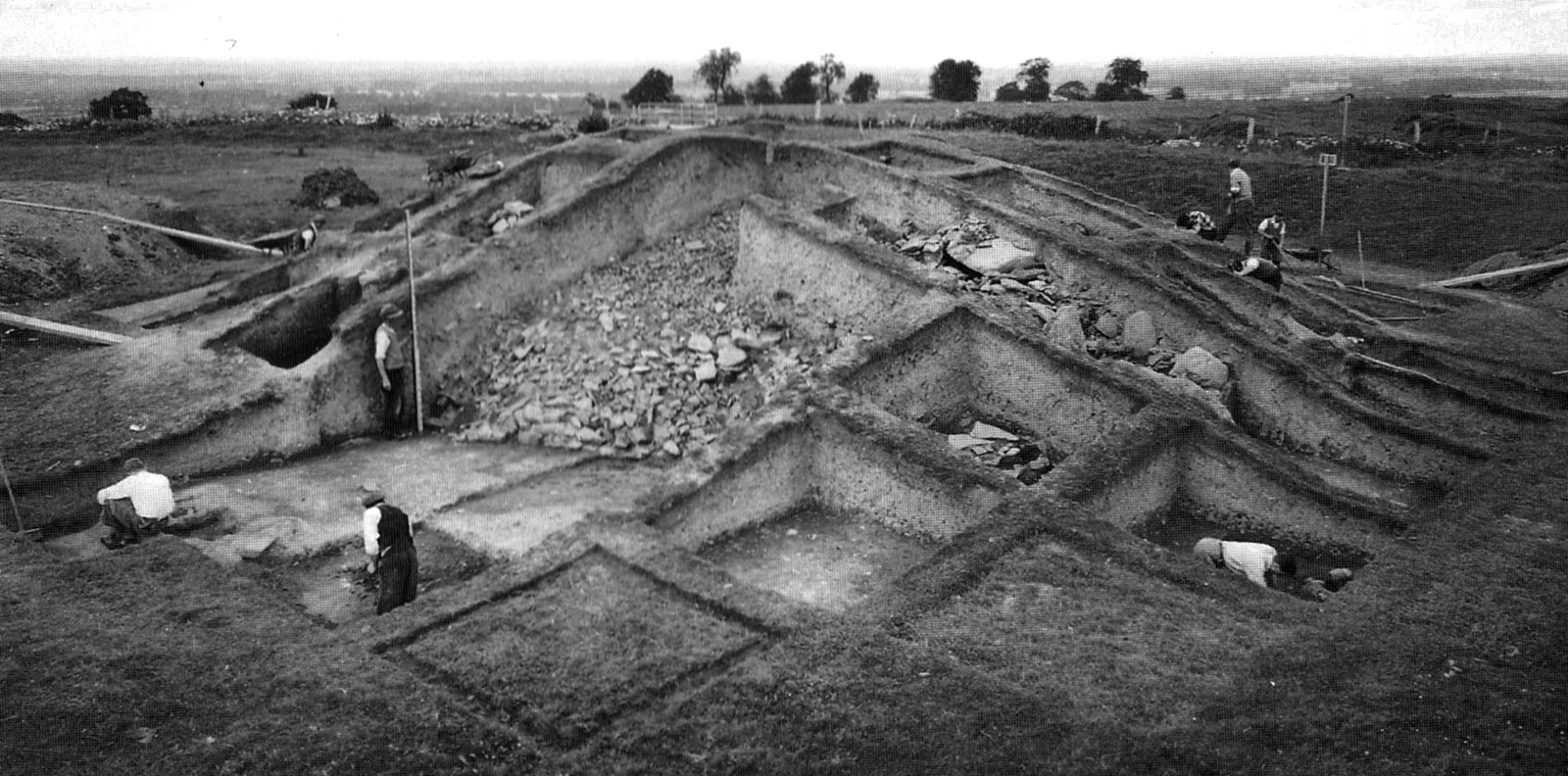Excavations underway at the Mound of the Hostages in  1955.